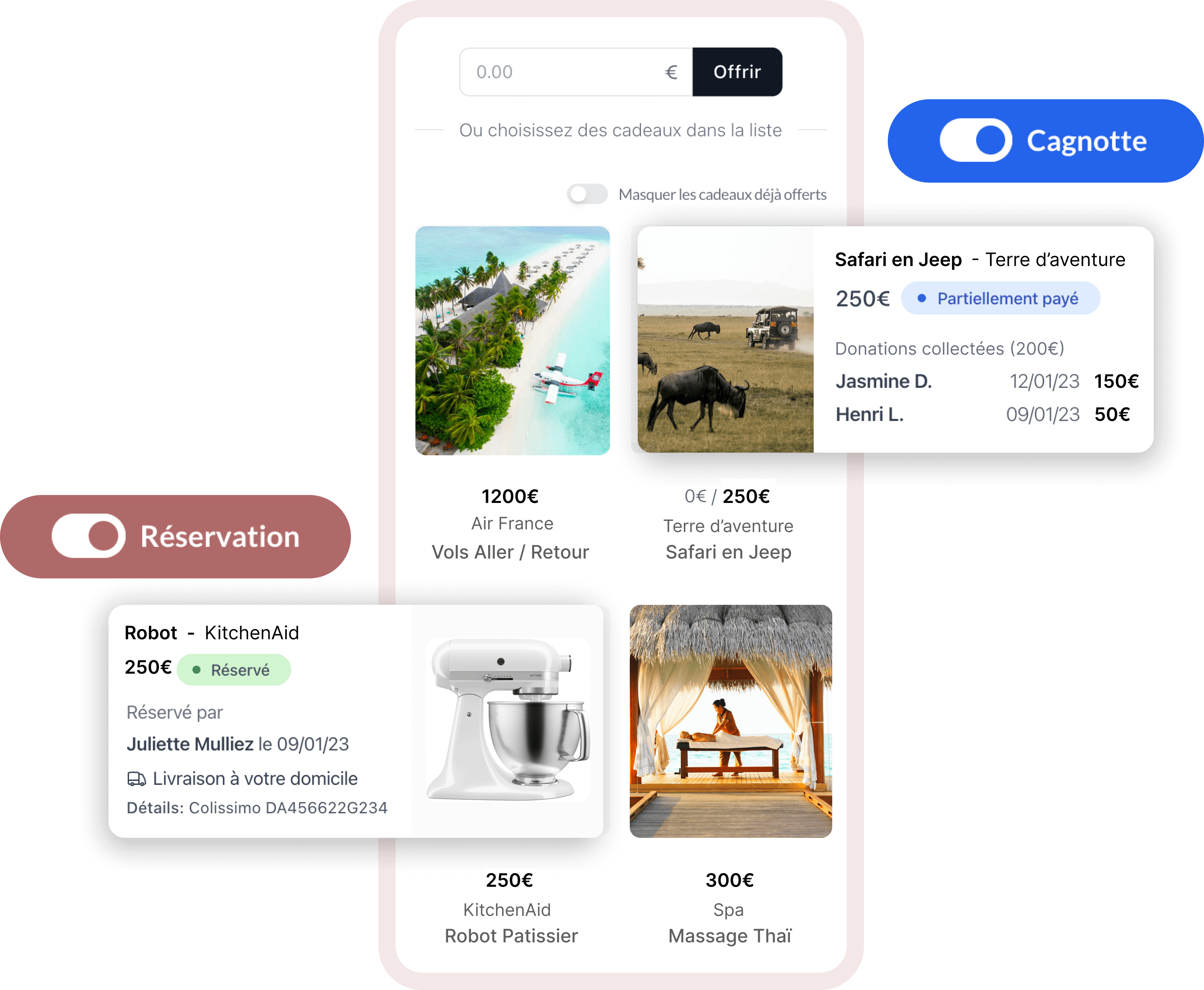 Interface de paiement pour cagnotte Un Grand Jour